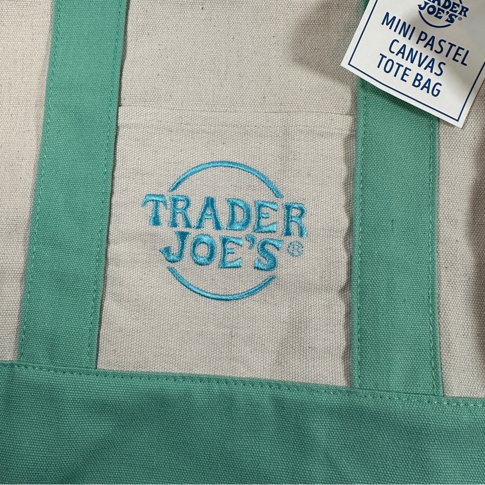 Trader Joe’s Mini Tote Bags - Green and Pink Set of Two Bags - Picture 4 of 5